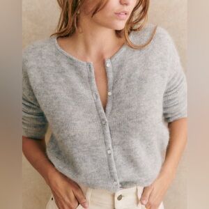 Sezane Gaspard Cardigan in Mottled Grey